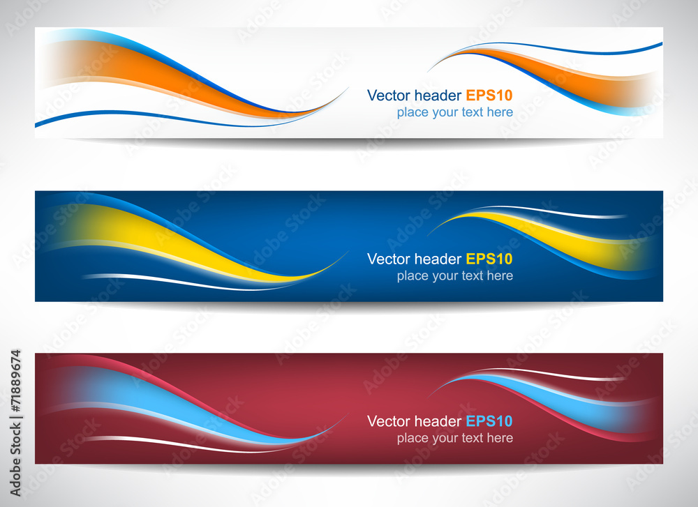 Poster web header, set of vector banner, design with precise dimension