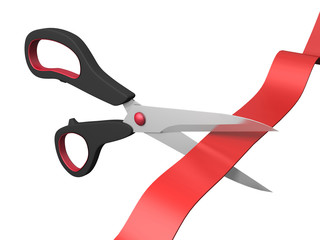 Scissors cutting ribbon