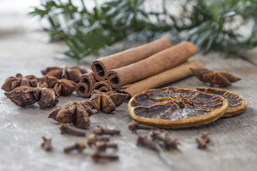 Cinnamon sticks and star an