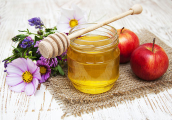 Honey with flowers