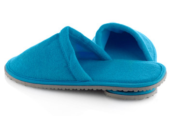A pair of blue slippers