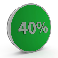 Fourty percent circular icon on white background