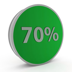 Seventy percent circular icon on white background