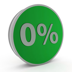 Zero percent circular icon on white background
