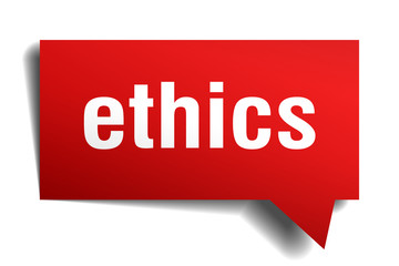 ethics red 3d realistic paper speech bubble