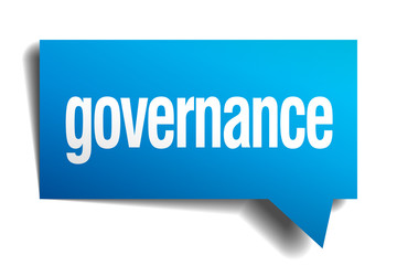 governance blue 3d realistic paper speech bubble