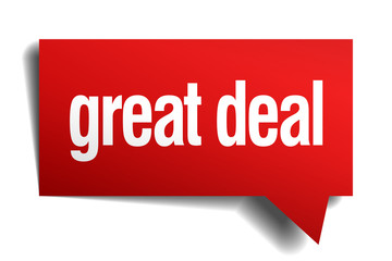 great deal red 3d realistic paper speech bubble