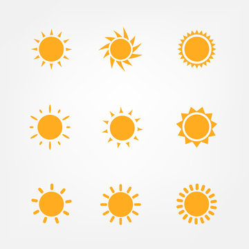 Orange Sun symbols set