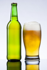 Beer in glass and bottle
