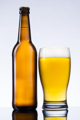 Beer in glass and bottle