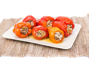 Cooked peppers with meat