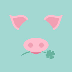 Abstract Pig Clover Retro