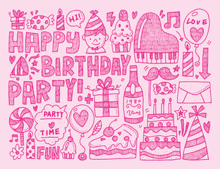 Fototapeta na wymiar Doodle Birthday party background