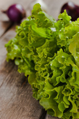 Green salad on a table