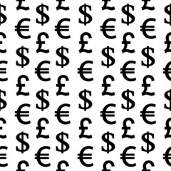 Currency symbols seamless pattern on white