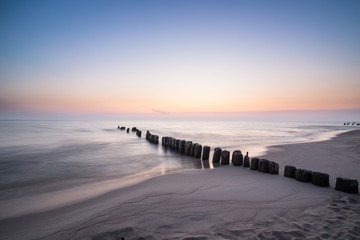 Beautiful sunrise at Baltic sea. Sunrise over the sea. Chalupy, 
