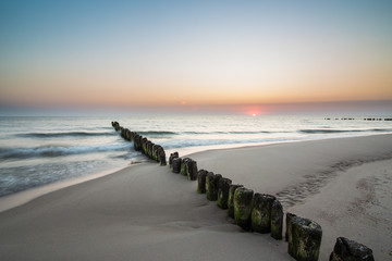 Beautiful sunrise at Baltic sea. Sunrise over the sea. Chalupy, 
