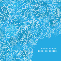 Vector blue field floral texture frame corner pattern background