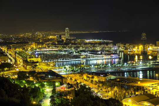 Night view in Barcelona Spain