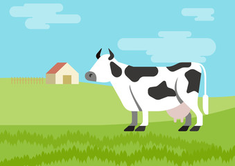 Cow flat design cartoon vector farm animals habitat