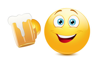 Emoticon cheering with beer