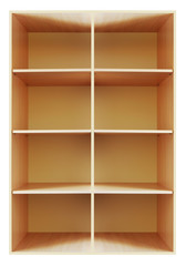 Blank wooden bookshelf