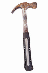 Rusty hammer isolated on white background