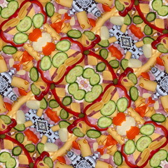 Kaleidoscopic food seamless generated texture