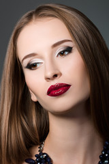 Beauty portrait of young brown-haired woman