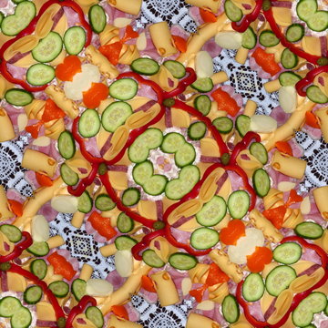 Kaleidoscopic food seamless generated texture