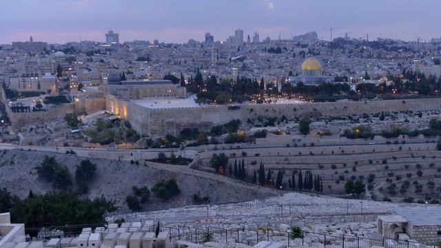 Jerusalem by sunset as seen from the mount of olives