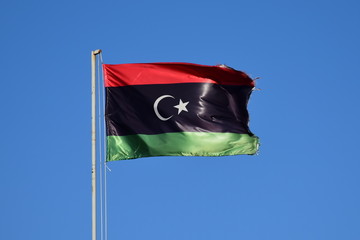 National flag of Libya in the wind