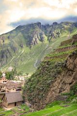 Ollantaytambo, old Inca fortress in the Sacred Valley in the And