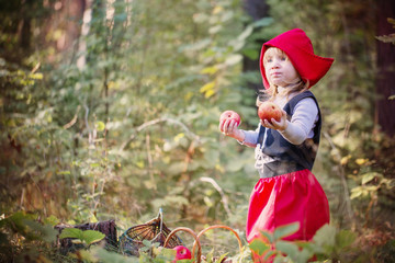 Little Red Riding Hood in the woods