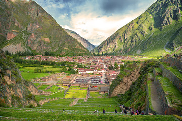 Ollantaytambo, old Inca fortress in the Sacred Valley in the And - 71908645