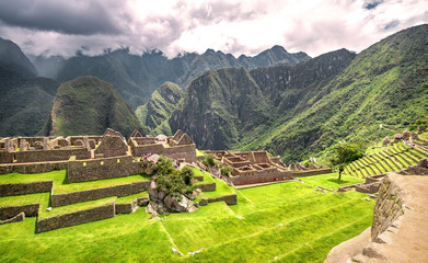 Inca city Machu Picchu (Peru) - obrazy, fototapety, plakaty