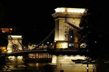 puente iluminado en budapest