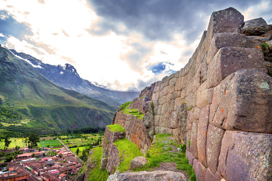 Ollantaytambo, old Inca fortress in the Sacred Valley in the And