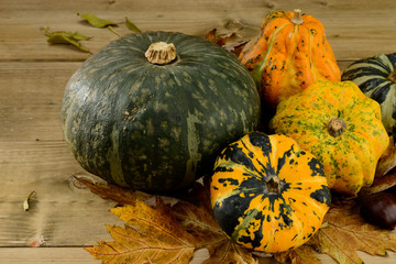 Pumpkin on wooden board