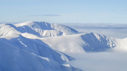 view of the ridge of mountain in Tatras in Slovakia in winter