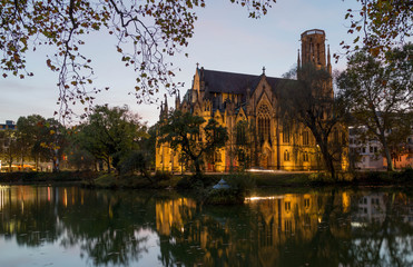 Feuersee and Johannes church , Stuttgart, Germany