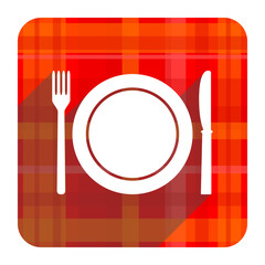 restaurant red flat icon isolated