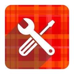 tools red flat icon isolated