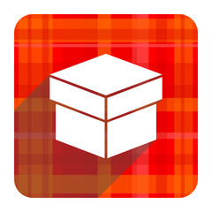 box red flat icon isolated