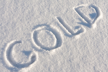 Writing text  on the snow