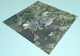 Vista satellitare di Helsinki, Finlandia, mappa, sezione 3d