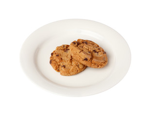 Two cookies on a small plate