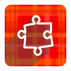 puzzle red flat icon isolated