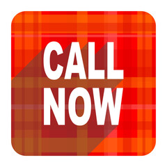 call now red flat icon isolated