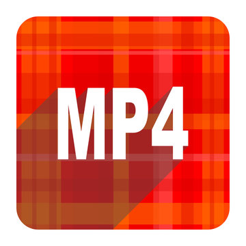 mp4 red flat icon isolated